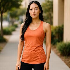 The North Face Womens Tank Top Size M Peach Coral Salmon Vapor‎ Wick Vaporwick